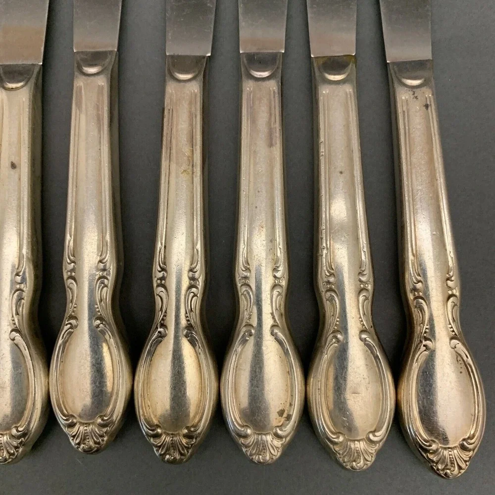 Wm.‎ Rogers International Silver Precious Mirror Silver-plate Knives Lot of 8